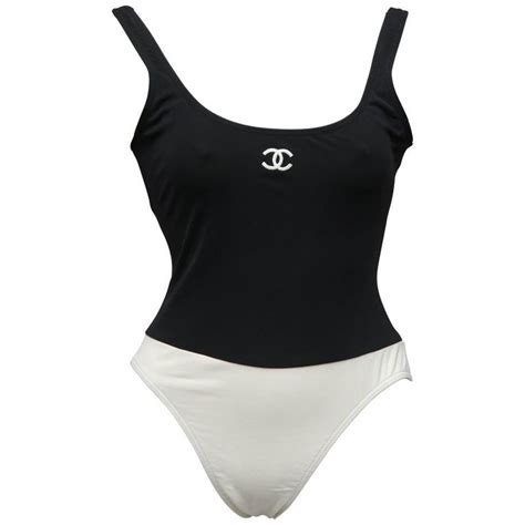 chanel black and white swimsuit|chanel bathing suit two piece.